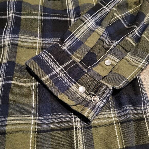 Outdoor Casuals Pearl Snap Heavy Flannel Button Up Shirt Men's Size XL - Picture 2 of 6